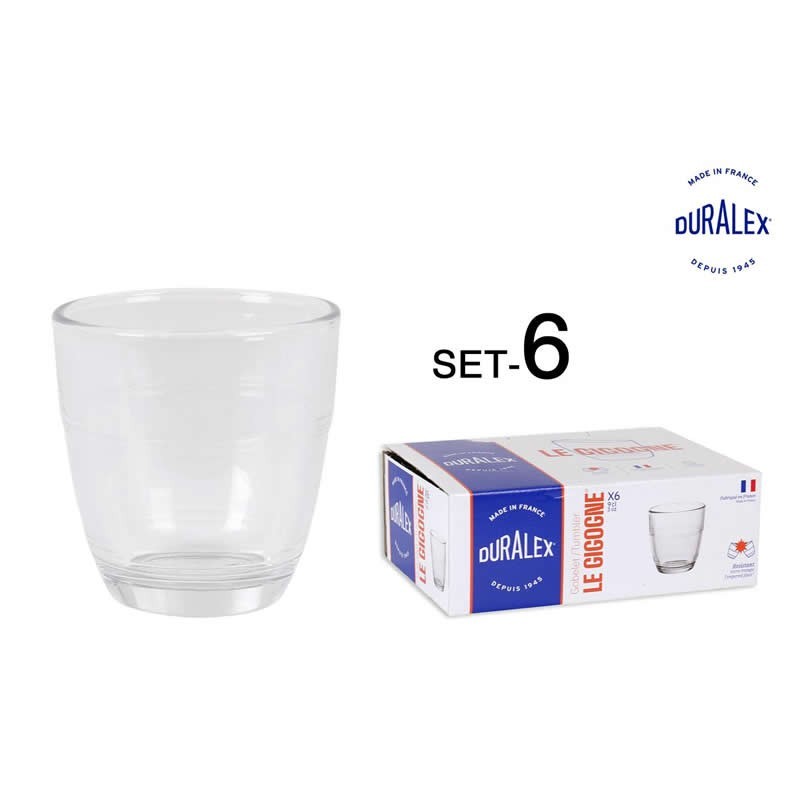 (1015Ab) Set 6 Vasos Transp. 90Cc Gigogne