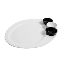 Plato+2 Salseras Negras+1 Blanca 34X28X2Cm
