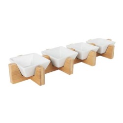 Set 4 Bowls B1255 C/Soporte Bambu 41.5X11.5X5.5Cm