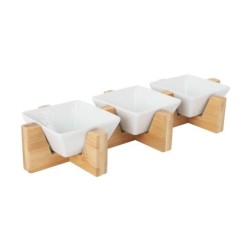 Set 3 Bowls B1255 C/Soporte Bambu 32X12X5Cm