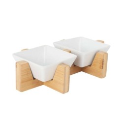 Set 2 Bowls B1255 C/Soporte Bambu 21.5X12X5Cm