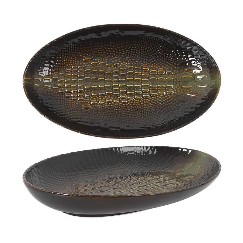 #-12- Bandeja Oval Cocodrilo 35.5X20.5X5Cm