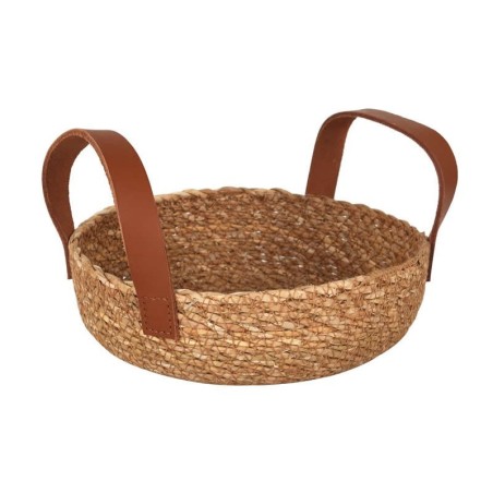 Cesta Seagrass C/Asa Piel Ø20X7Cm
