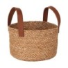 Cesta Seagrass C/Asa Piel Ø19X12Cm