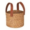 Cesta Seagrass C/Asa Piel Ø15X12Cm