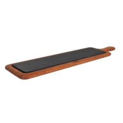 Bandeja Rect. C/Asa Y C/Sop. Iroko 60X15Cm