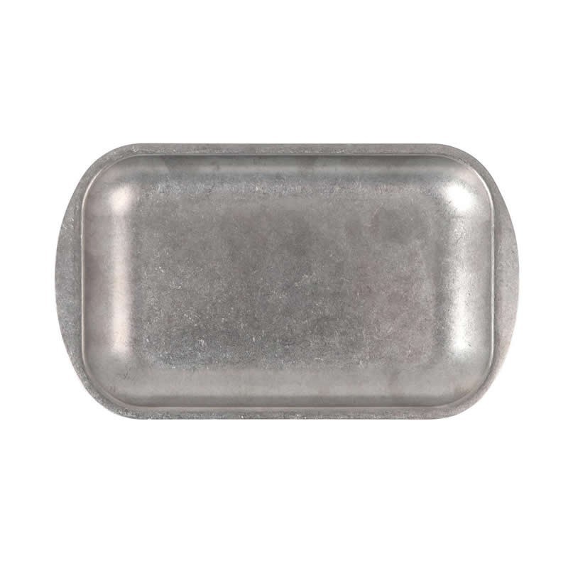 #-72-Bandeja Plata Vieja Inox Vintage 23.5X14X1.5