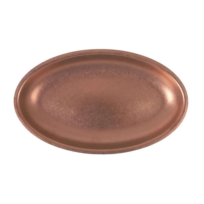 #-48- Bandeja Oval Cobre Viejo Inox 30X18.5X2.5Cm