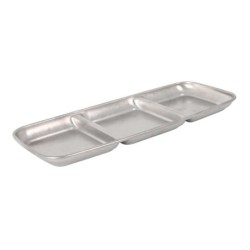 #-144-Bandeja 3Comp. Plata Vieja Inox22.5X9X1.5Cm