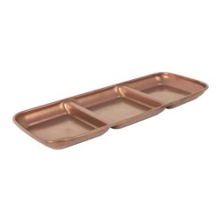 #-144-Bandeja 3Comp. Cobre Viejo Inox22.5X9X1.5Cm