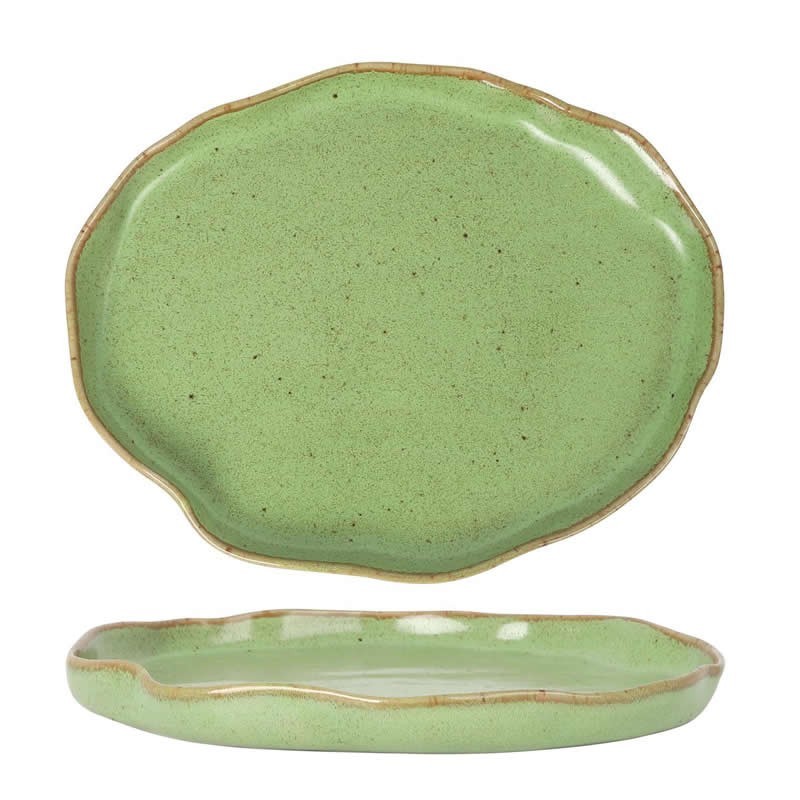 #-12-Bandeja Oval Verde Lunfardo 22.5X18X1.5Cm
