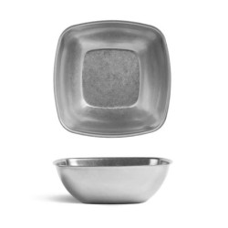 #-72- Bowl Cuadrado Plata Vieja Inox Vintage14Cm