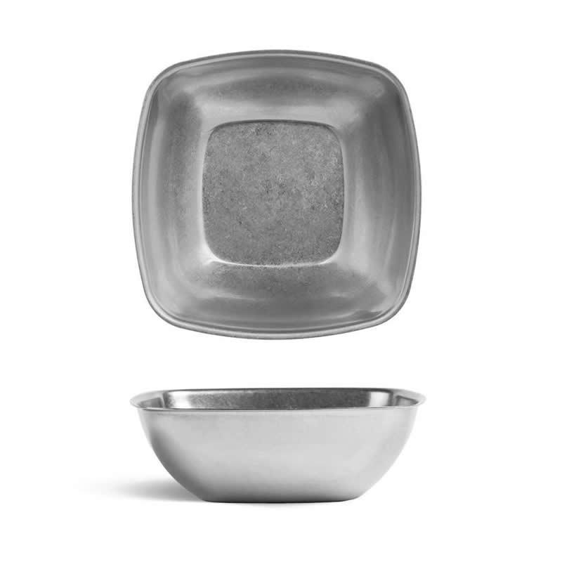 #-72- Bowl Cuadrado Plata Vieja Inox Vintage14Cm