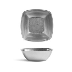 #-72-Bowl Cuadrado Plata Vieja Inox Vintage12Cm
