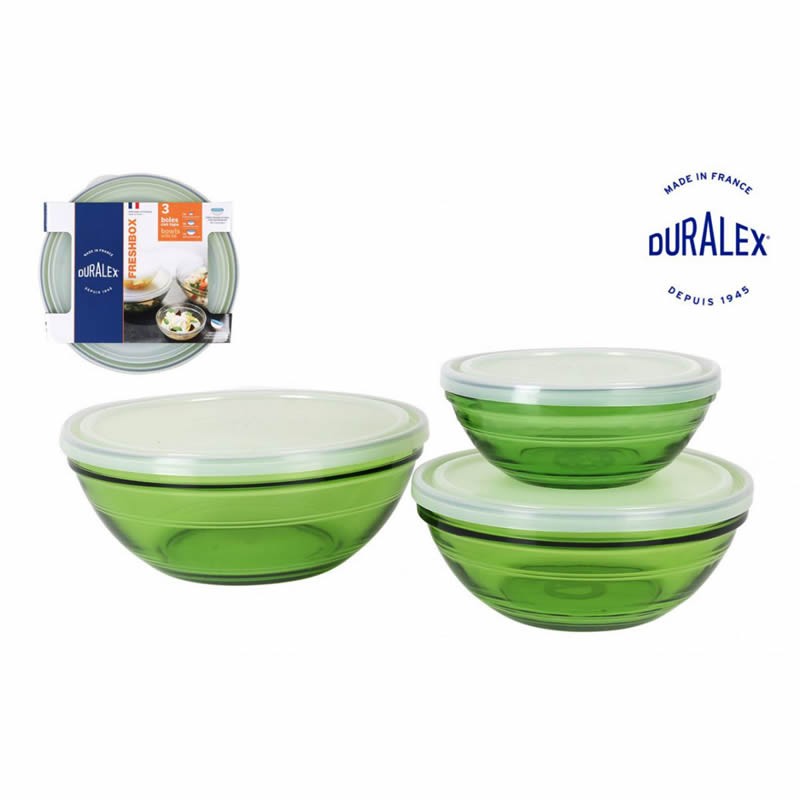 Set 3 Bowls 14/17/20.5Cm C/Tapa Green