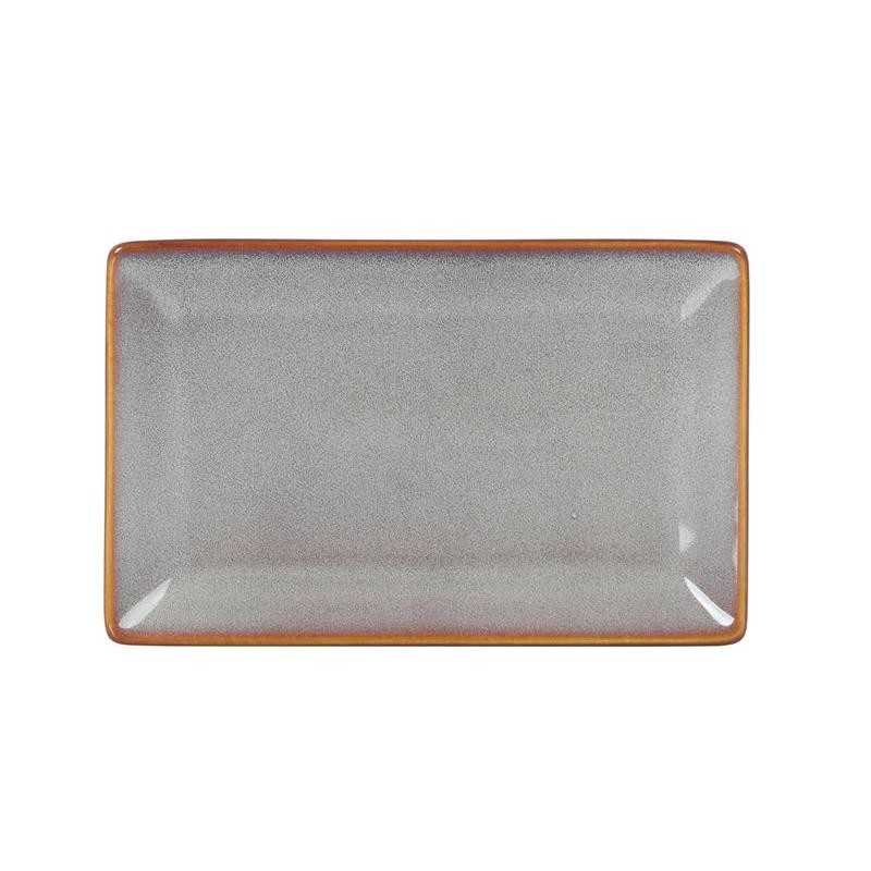 #-48- Bandeja Ming Rectangular Gris 20X13X1.5Cm