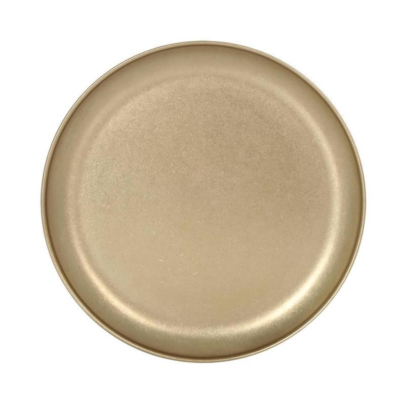 #-36- Plato Llano Dorado Inox Vintage Ø26X2Cm