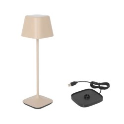 Lampara Beige Y Cargador Yttriya 10.3X10.3X36Cm