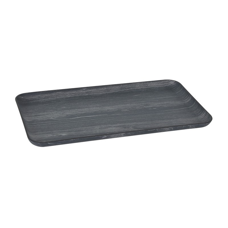 Bandeja Negra Rectagular Ps 20X38X2,5Cm
