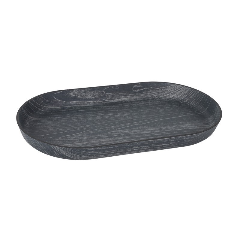 Bandeja Oval Negra Ps 28X15,5X2,5Cm