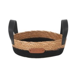 Cesta Seagrass Asa Piel Negra 20X7Cm