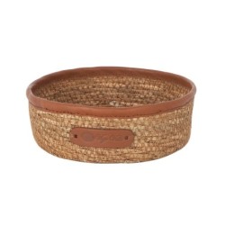 Cesta Seagrass Ribete Piel 15X5Cm