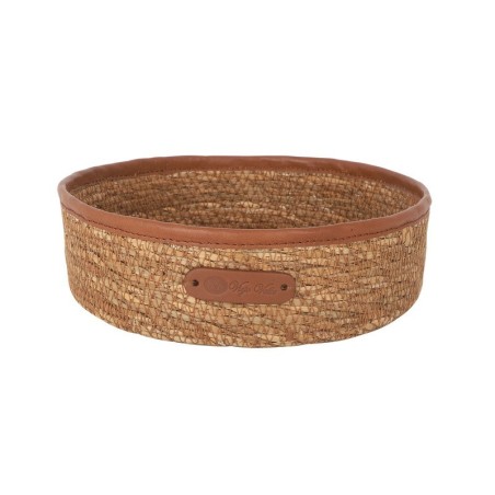 Cesta Seagrass Ribete Piel 20X7Cm