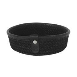 Cesta Yute Negra Ribete Piel 15X5Cm