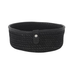 Cesta Yute Negra Ribete Piel 20X7Cm