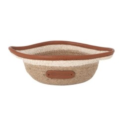 Cesta Yute Ribete Piel 15X7Cm