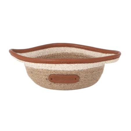 Cesta Yute Ribete Piel 15X7Cm