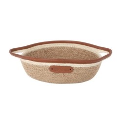 Cesta Yute Ribete Piel 20X8Cm