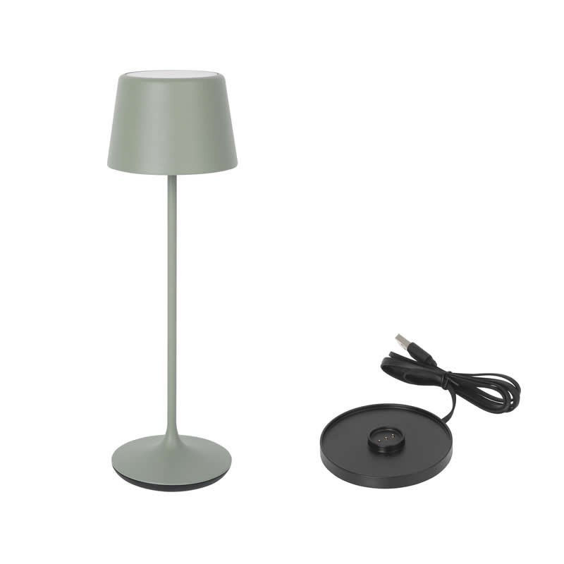 Lampara Redonda Verde Y Cargador Luzerne Ø11X36Cm