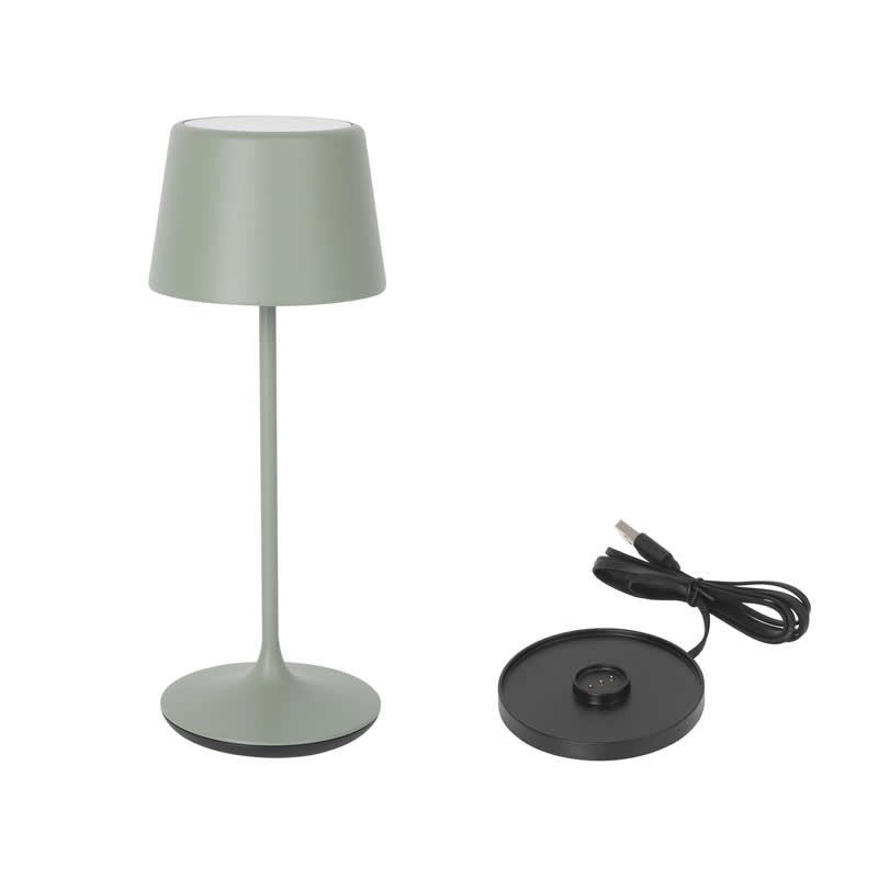 Lampara Redonda Verde Y Cargador Luzerne Ø11X30Cm