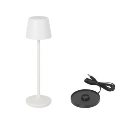 Lampara Redonda Blanca Y Cargador Luzerne Ø6X20Cm