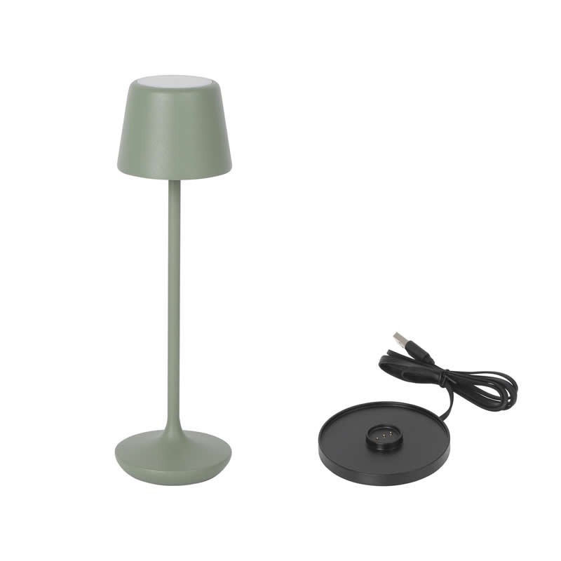 Lampara Redonda Verde Y Cargador Luzerne  Ø6X20Cm