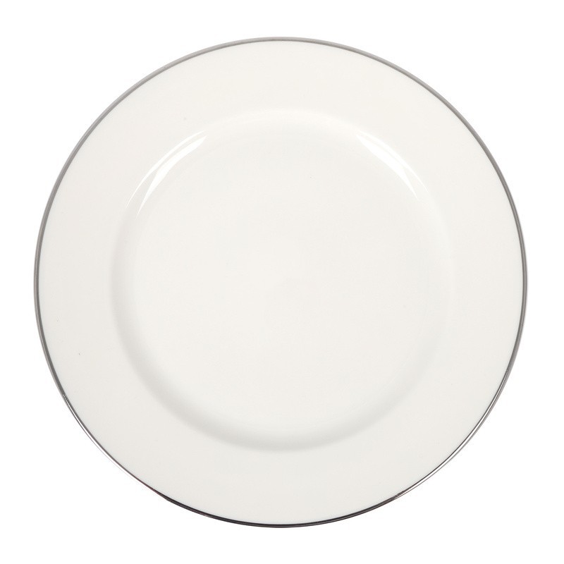 Plato Llano Banquet Filo Plata 25X2.5Cm