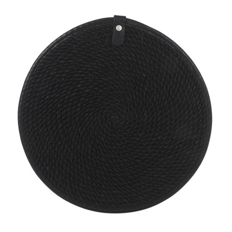 Salvamantel Yute Negro Ribete Piel 30Cm