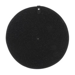 Salvamantel Yute Negro Ribete Piel 35Cm