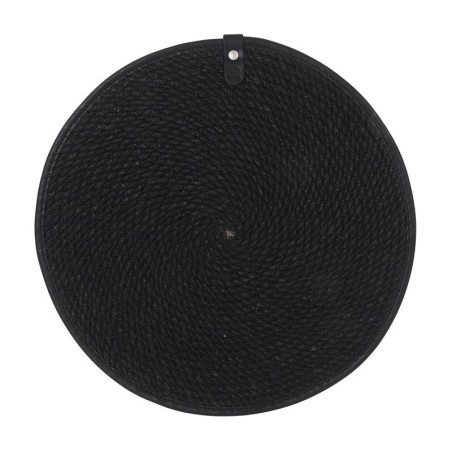 Salvamantel Yute Negro Ribete Piel 35Cm