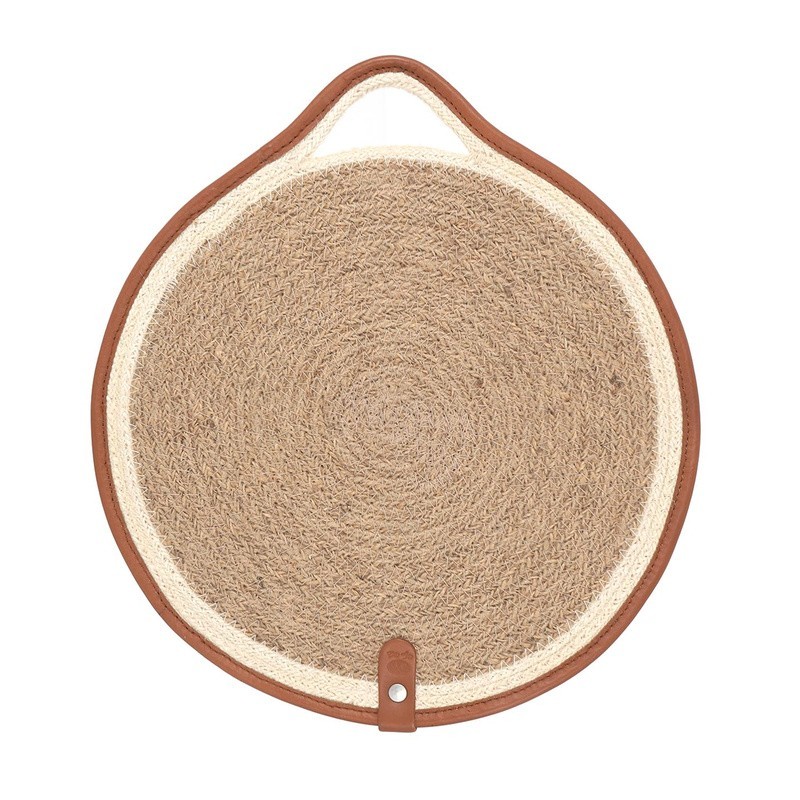 Salvamantel Yute Ribete Piel 30Cm