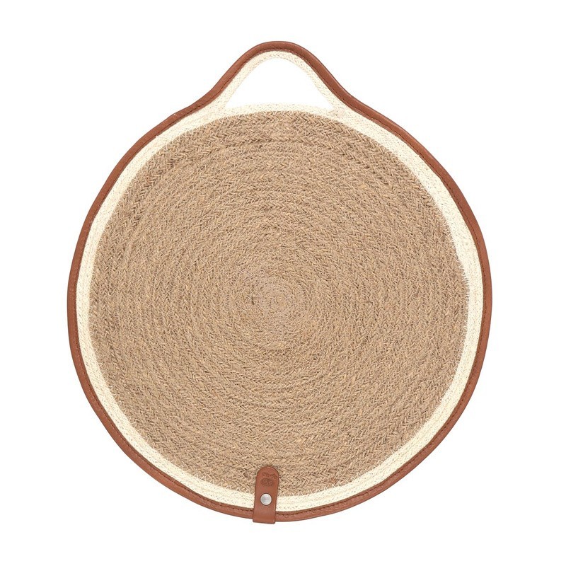 Salvamantel Yute Ribete Piel 35Cm