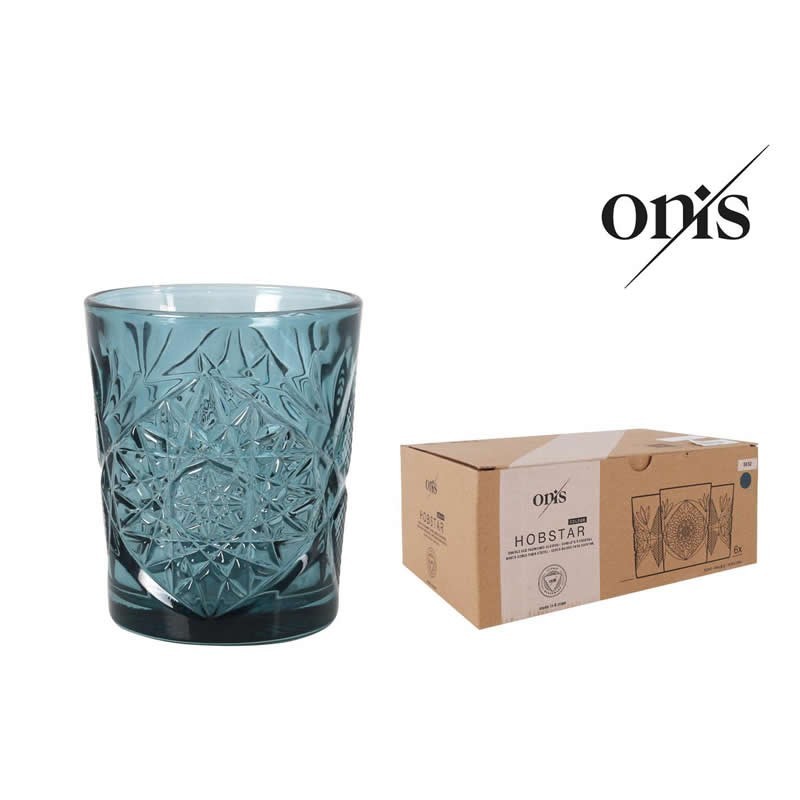 & (13206) Vaso Hobstar Azul Dof 35Cl 8.9X10.6Cm